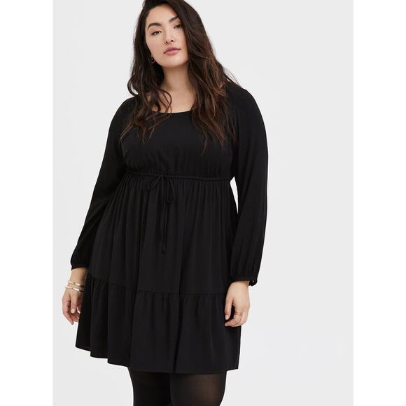 Torrid Womens Dress Sz 4 4X 26 Black Mini Challis Skater Stretch - Picture 1 of 8